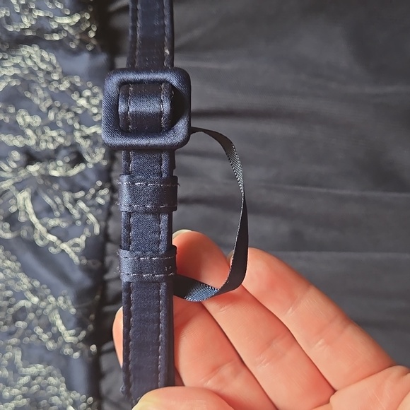 Anthropologie Va et Vien for BHLDN navy blue lace tulle skirt belted dress - Picture 4 of 7